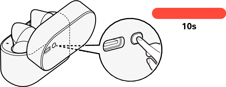 Push charging case button 10s